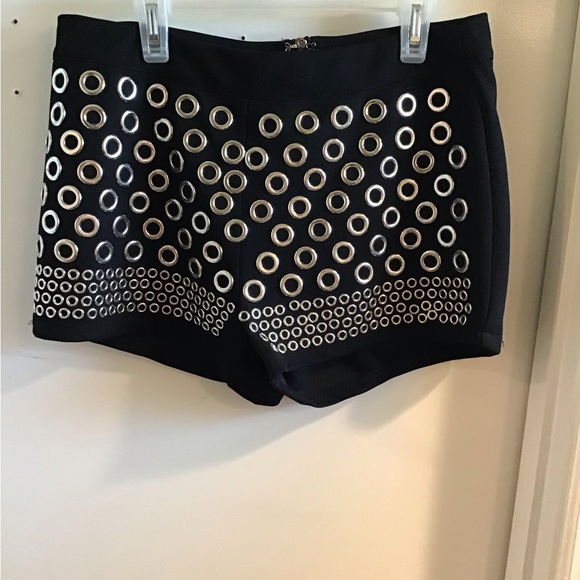 NWT BLACK SHORTS WITH SILVER Embellishments - Picture 2 of 7